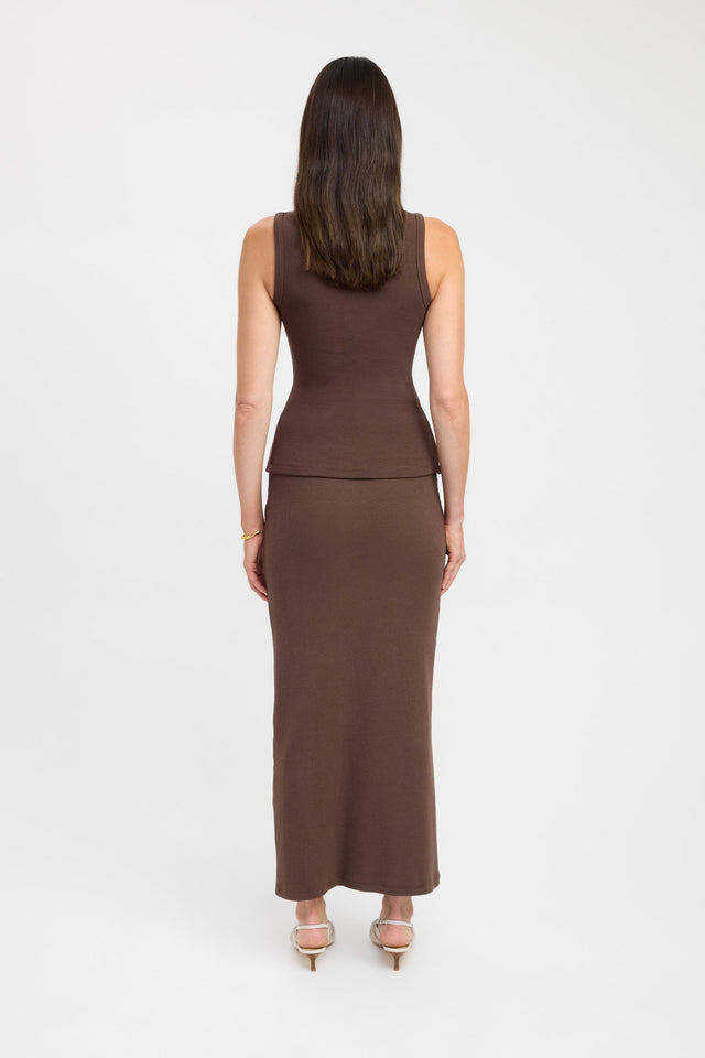 back Bec Button Tank Kookai Fitted Round brown womens-singlets 