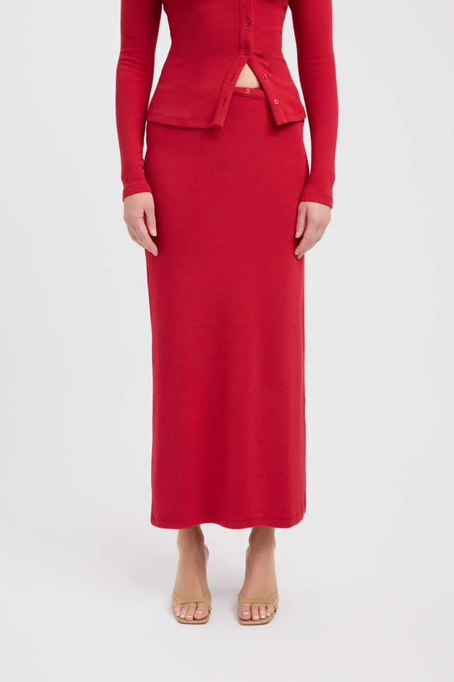 front Carter Maxi Skirt Kookai Straight Maxi brown womens-skirts 