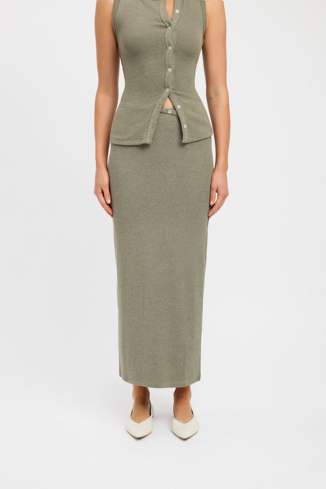 front Carter Maxi Skirt Kookai Straight Maxi green womens-skirts 