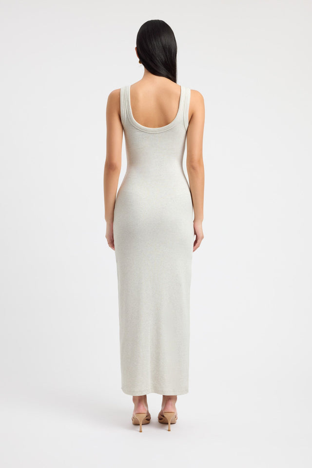 front Romeo Tank Dress Kookai Straight Midi Fitted Scoopneck white womens-dresses 