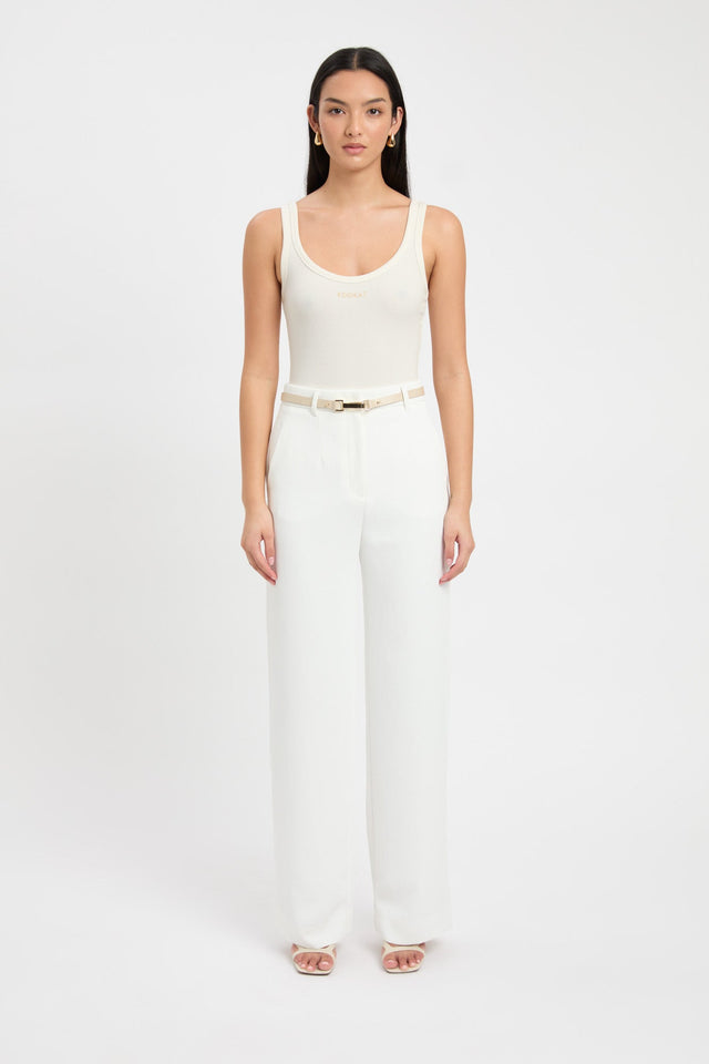 side Kookai Singlet Kookai Fitted Thick strap High-neck white womens-singlets 