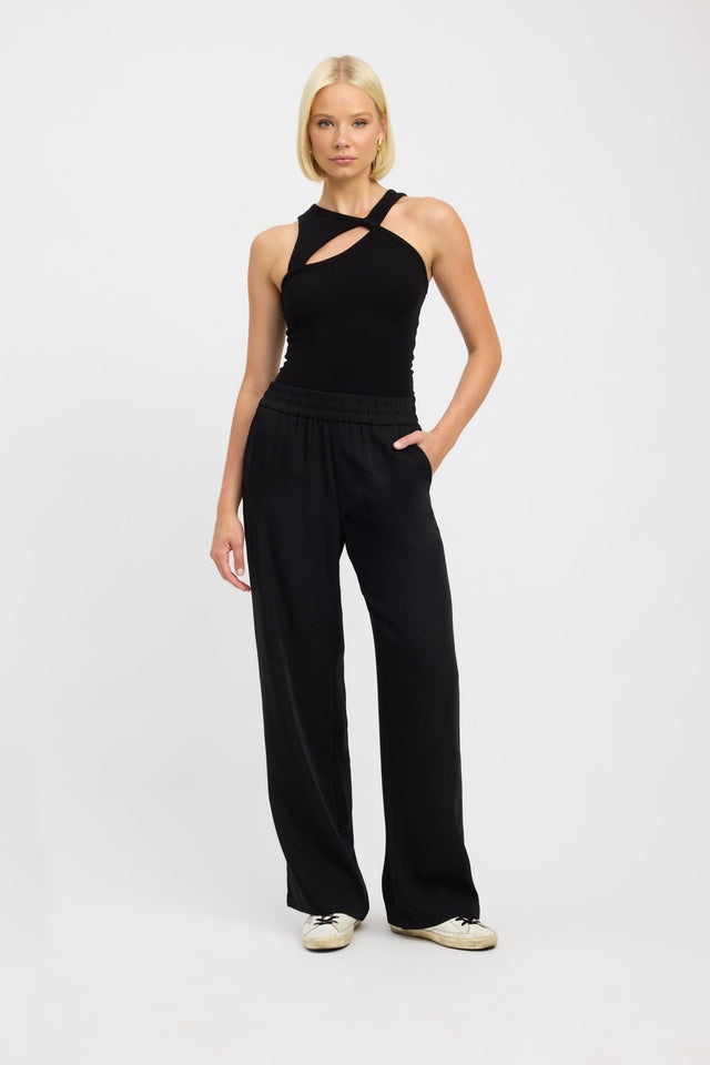 front Chloe Tank Kookai Fitted Asymmetry Sleeveless Womens-Blouse 