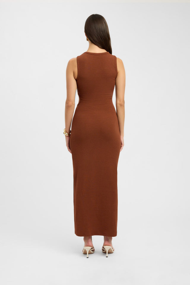back Mia Dress Kookai Bodycon Maxi Fitted Highneck white womens-dresses 