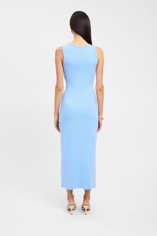 front Mia Dress Kookai Straight Midi Fitted Boatneck white womens-dresses 