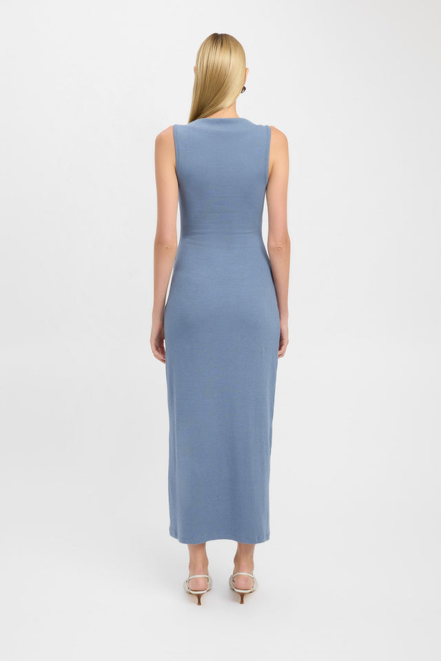 back Violet Dress Kookai Bodycon Maxi Fitted Highneck black womens-dresses 