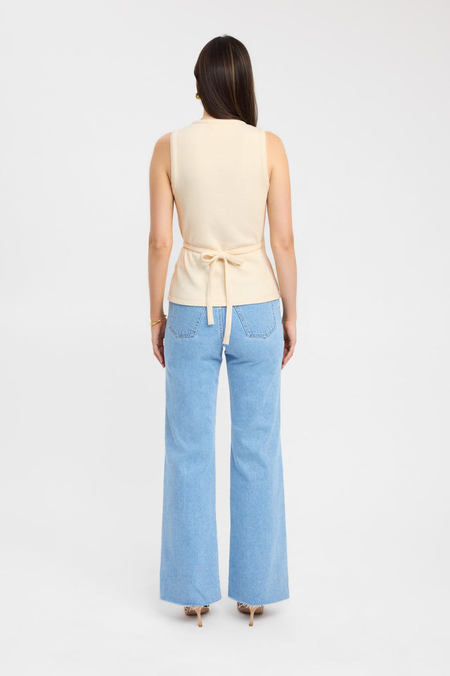 back Lily Tie Top Kookai Relaxed Thick strap Sweetheart white womens-singlets 