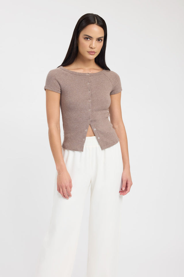 front Cali Top Kookai Fitted Scoopneck Short sleeves Womens-Blouse 