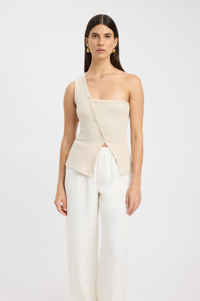front Bennett Tank Kookai Fitted Asymmetry Sleeveless Womens-Blouse 