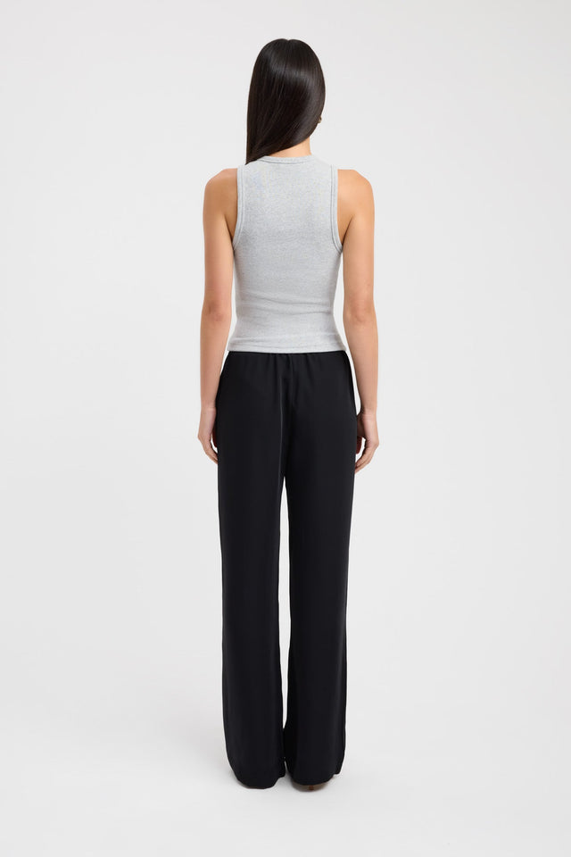 back Kookai Monogram Tank Kookai Fitted Round black womens-singlets 