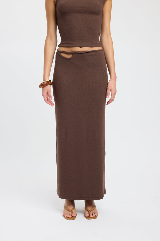 back Finn Skirt Kookai Straight Maxi brown womens-skirts 