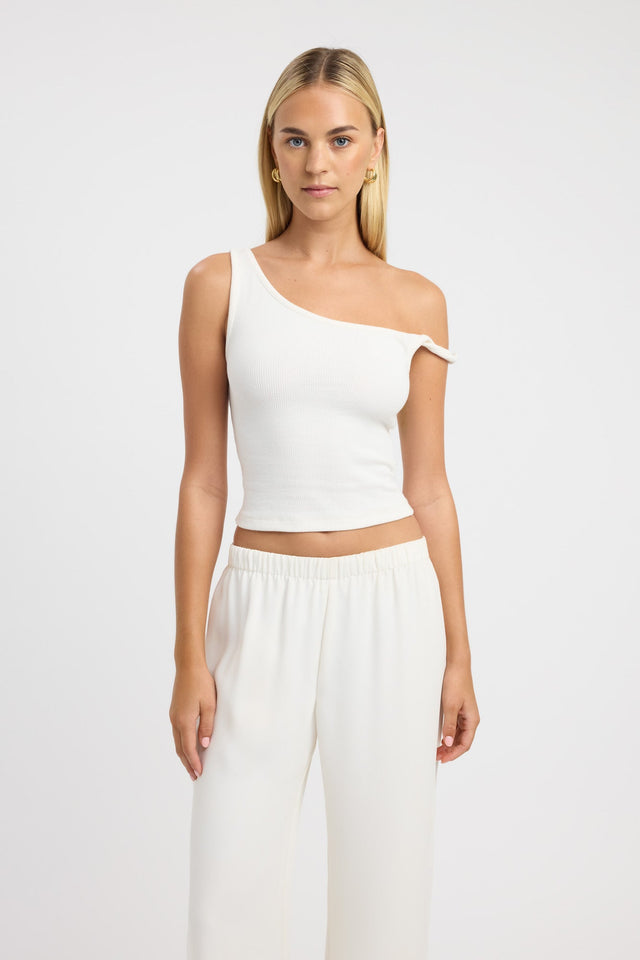 side Finn Top Kookai Fitted Scoopneck Sleeveless Womens-Blouse 