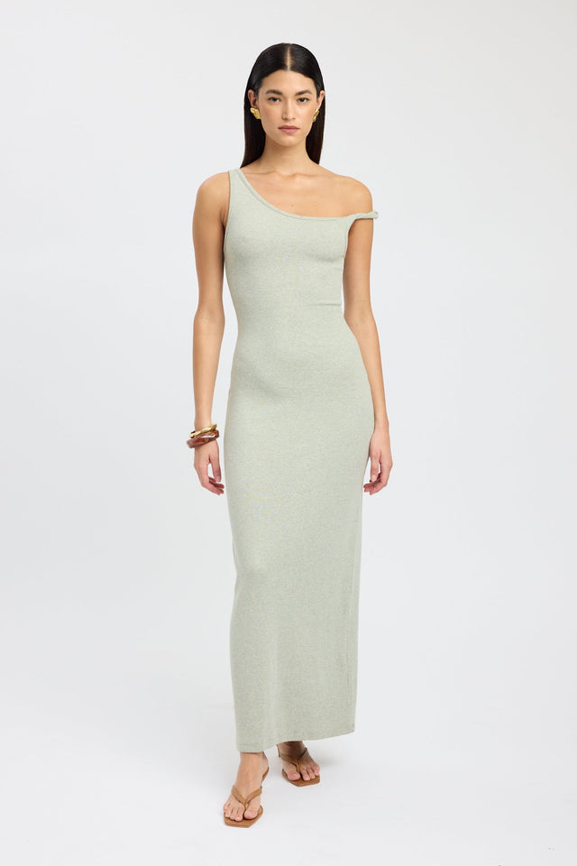 side Finne Dress Kookai Bodycon Maxi Fitted Asymmetry grey womens-dresses 