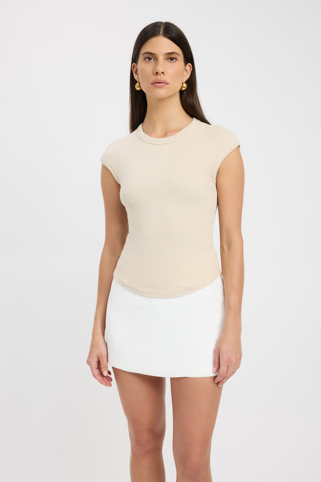 side Savannah Short Sleeve Top Kookai Fitted Roundneck Short sleeves Womens-Blouse 