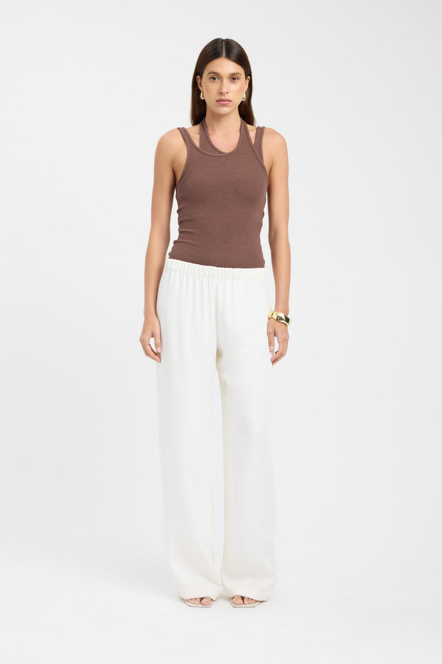 side Dollie Tank Kookai Fitted Roundneck Sleeveless Womens-Blouse 