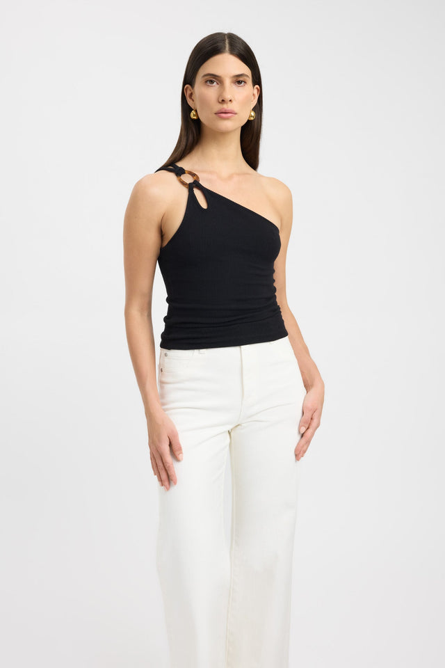 side Tawney Top Kookai Fitted Asymmetry Sleeveless Womens-Blouse 