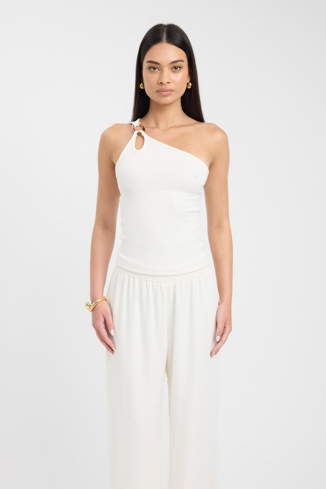 front Tawney Top Kookai Fitted Asymmetry Sleeveless Womens-Blouse 