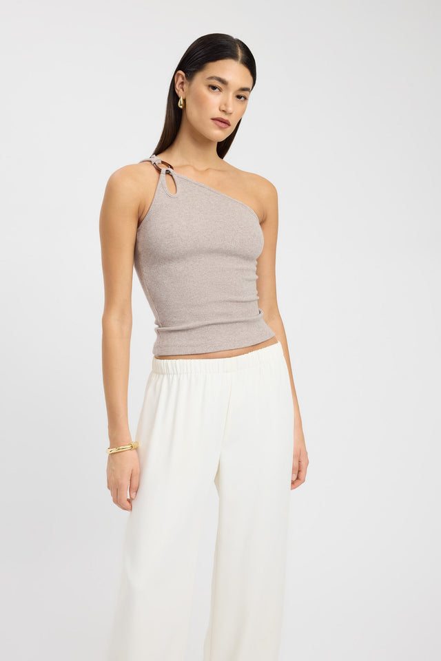 front Tawney Top Kookai Fitted Asymmetry black womens-singlets 