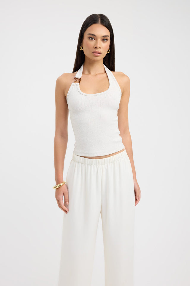 front Casper Tank Kookai Fitted Thick strap Scoop black womens-singlets 