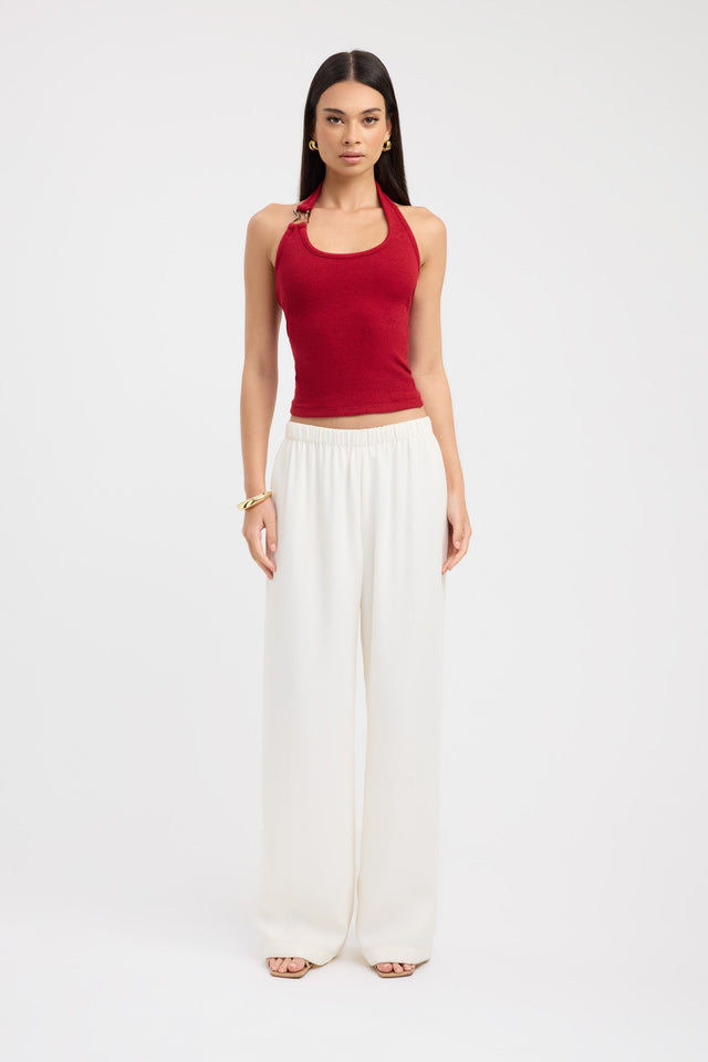 front Casper Tank Kookai Fitted Scoop beige womens-singlets 