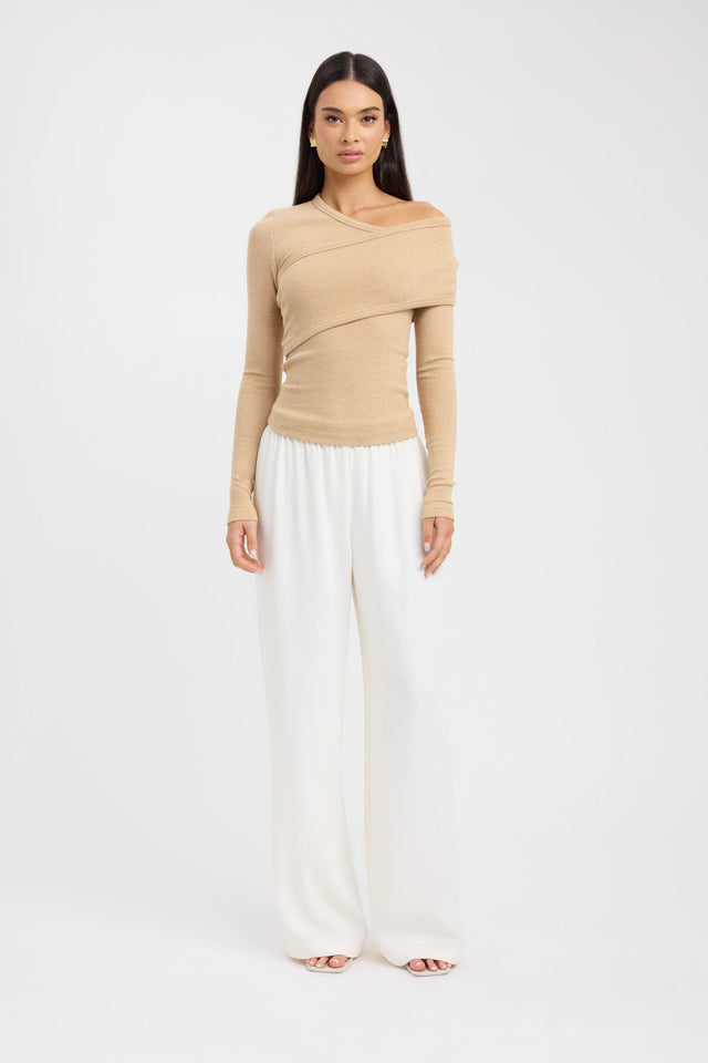 side Alaska Long Sleeve Top Kookai Fitted Asymmetry Long sleeve Womens-Blouse 