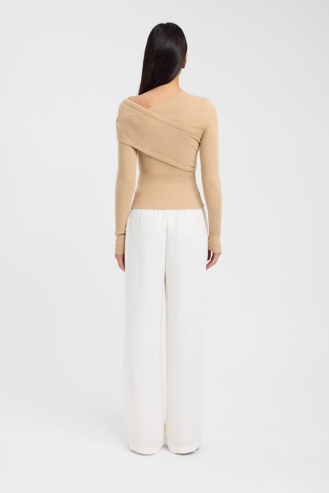 back Alaska Long Sleeve Top Kookai Fitted Asymmetry Long sleeve Womens-Blouse 