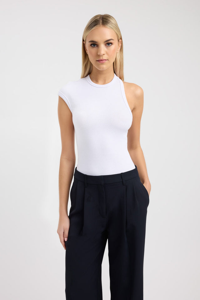 front Swan Top Kookai Fitted Roundneck Sleeveless Womens-Blouse 