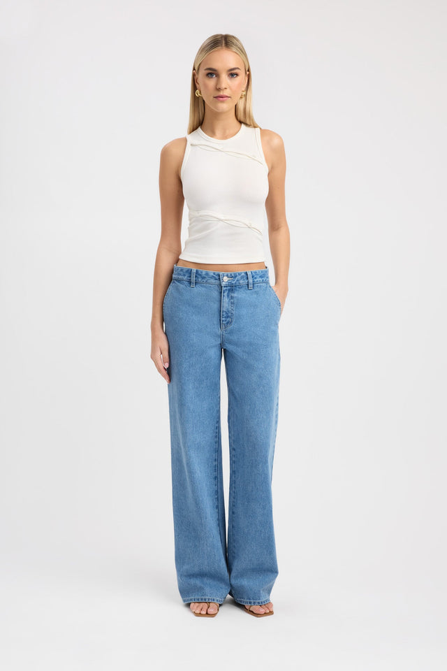 side Beau Tank Kookai Fitted Roundneck Sleeveless Womens-Blouse 