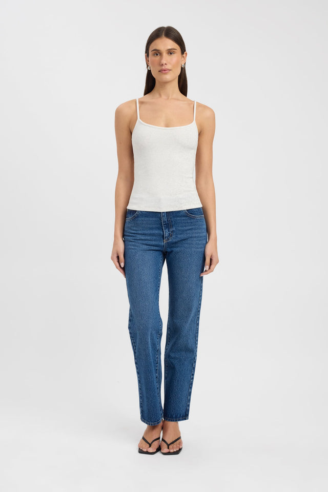 side Haz Tank Kookai Fitted Thin strap Scoop black womens-singlets 