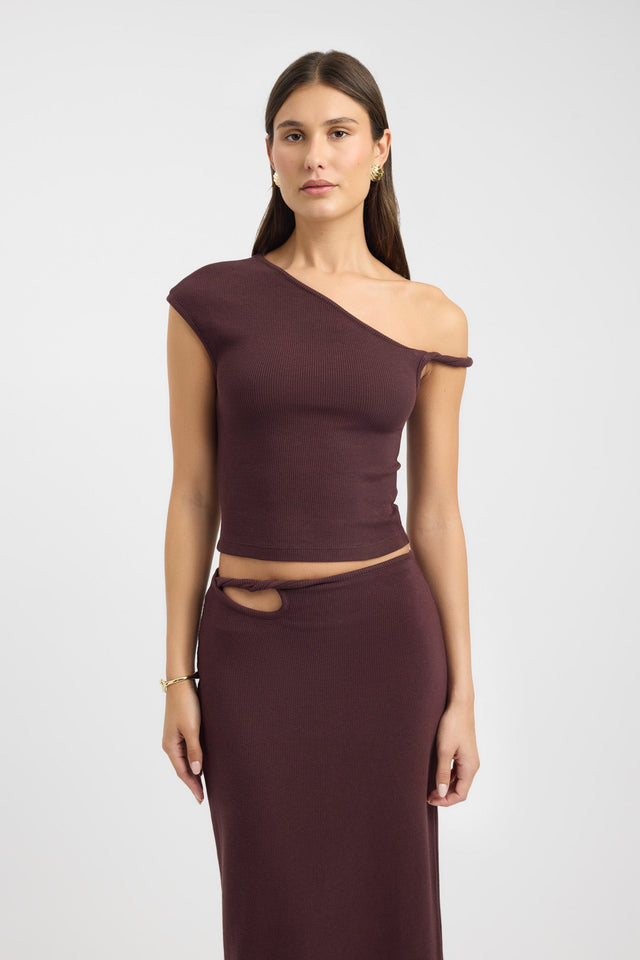 front Elle Off Shoulder Top Kookai Fitted Asymmetry Short sleeves Womens-Blouse 