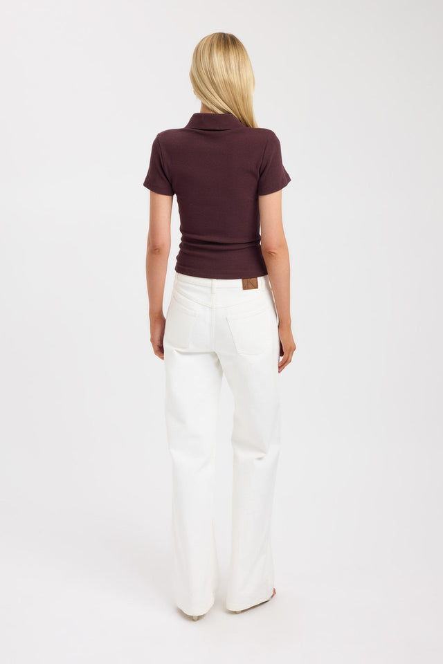 back Myles Polo Top Kookai Fitted V-neck Short sleeves Womens-Blouse 