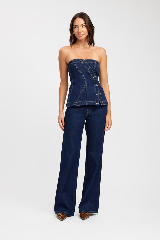 side Cooper Corset Top Kookai Fitted Straight Sleeveless Womens-Blouse 