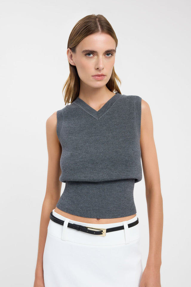 Featuring the Dalton Vee Tank womens-singlets with fitted silhouette, thick straps, v-neck in dimgrey detail