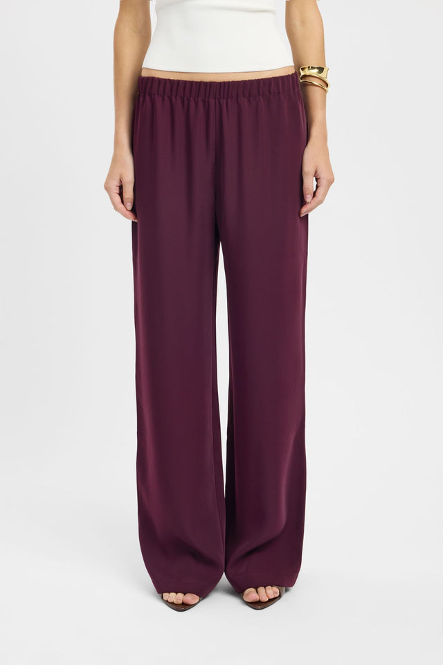 Featuring the Maria Elastic Pant in womens regular pants with wide-leg, high-rise silhouette and maroon colour detail
