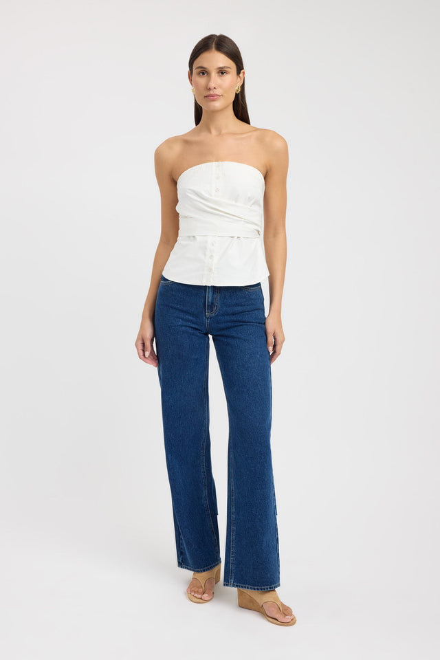 side Freddy Strapless Top Kookai Fitted Straight Sleeveless Womens-Blouse 