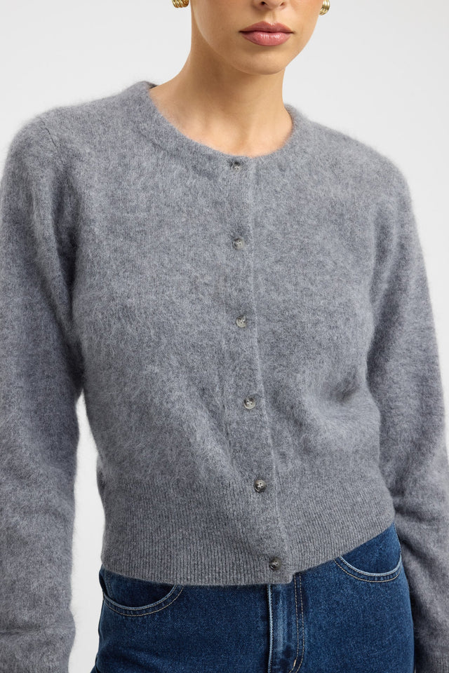 front Geneva Cardigan Kookai Fitted Roundneck Long sleeve Womens-Blouse 