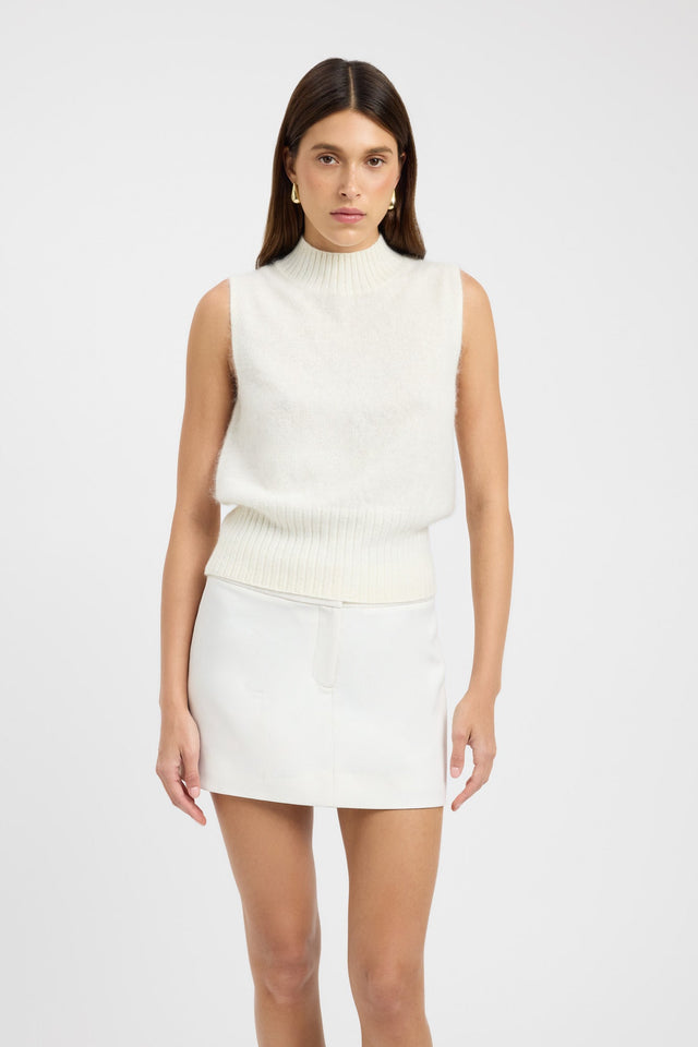 front Geneva Tank Kookai Fitted Highneck Sleeveless Womens-Blouse 