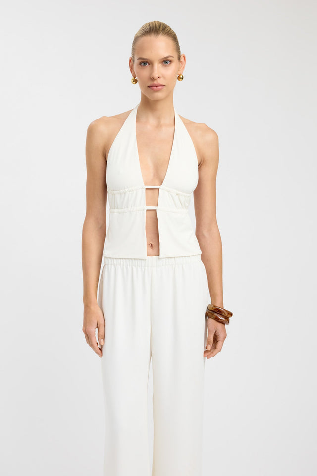 front Harper Top Kookai Fitted Plungeneck Sleeveless Womens-Blouse 