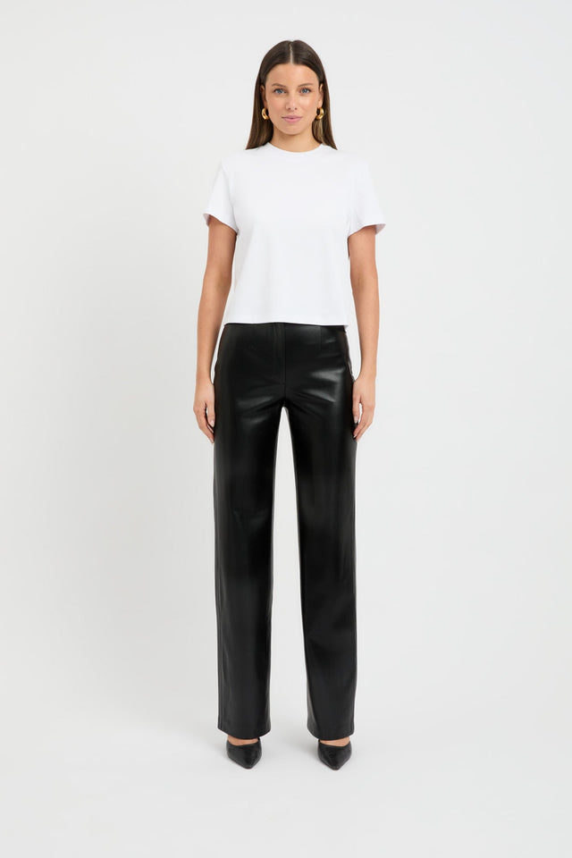 side Staple Cropped Tee Kookai Crew neck Relaxed black womens-tees 