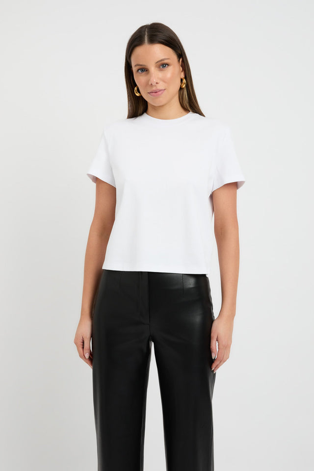 front Staple Cropped Tee Kookai Crew neck Relaxed black womens-tees 