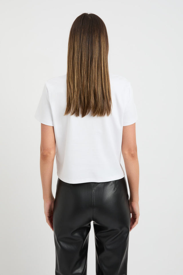 back Staple Cropped Tee Kookai Crew neck Relaxed black womens-tees 