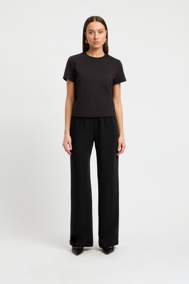 front Staple Cropped Tee Kookai Relaxed Roundneck Short sleeves Womens-Blouse 