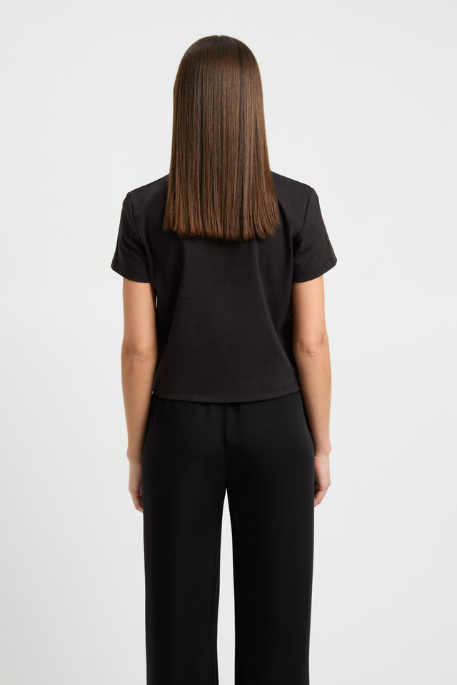 back Staple Cropped Tee Kookai Relaxed Roundneck Short sleeves Womens-Blouse 