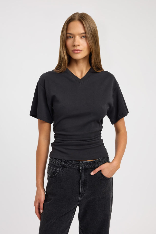 front Nova Vee Neck Tee Kookai Fitted V-neck Half sleeves Womens-Blouse 