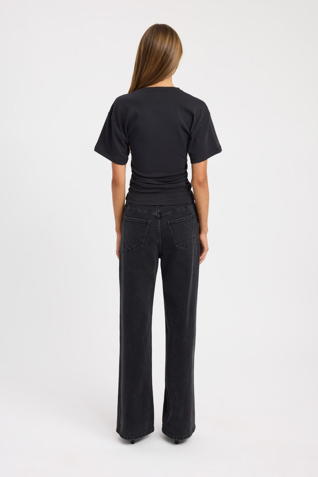 back Nova Vee Neck Tee Kookai Relaxed Highneck Half sleeves Womens-Blouse 