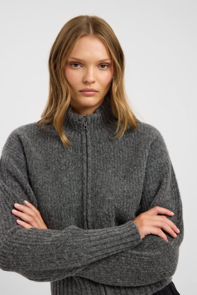 front Irina Zip Cardigan Kookai Long sleeve tweed-jacket Regular womens-coats-and-jackets 