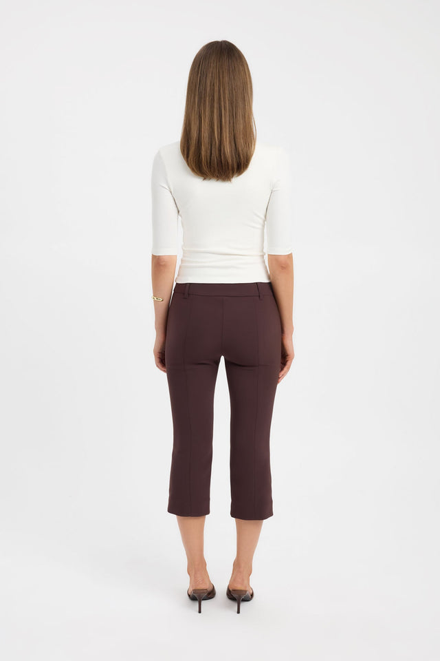 Presenting the Alto Tab Capri Pant in womens regular pants with high-rise waist and saddlebrown colour back