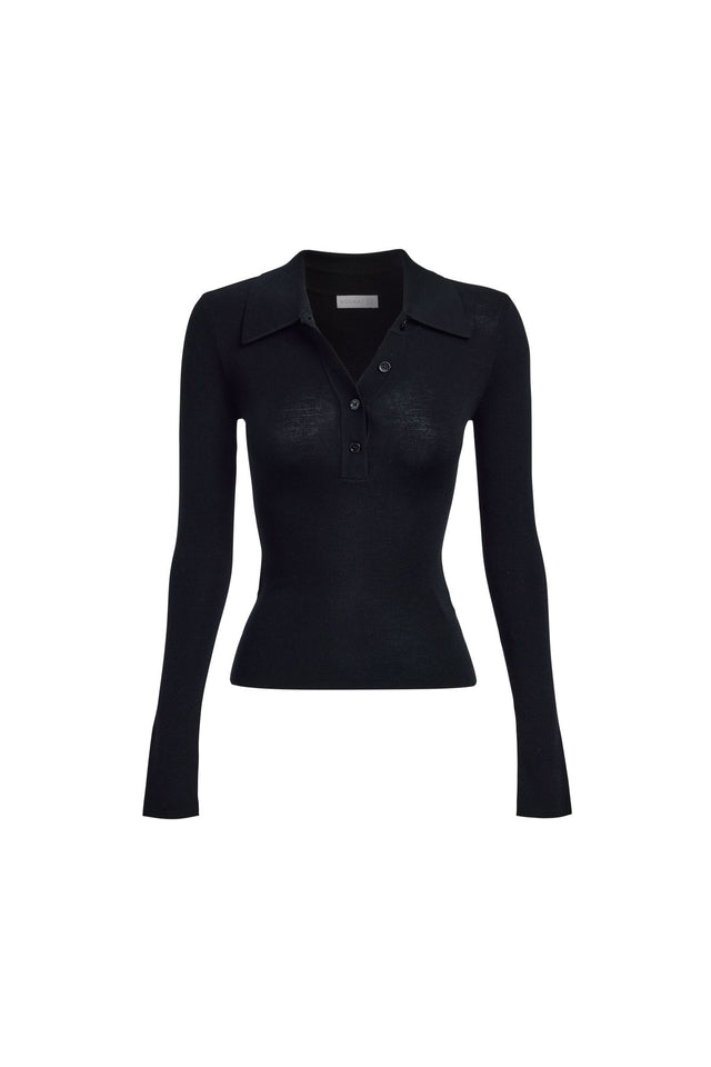 front Jackson Button Up Top Kookai Fitted V-neck Long sleeve Womens-Blouse 