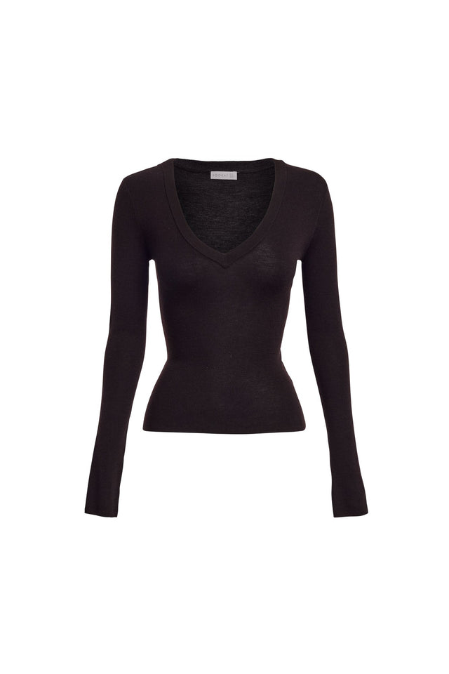back Jackson Vee Long Sleeve Top Kookai Fitted V-neck Long sleeve Womens-Blouse 