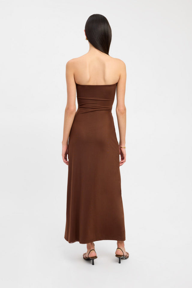 front Bolt Buckle Dress Kookai Straight Midi Relaxed Asymmetry white womens-dresses 