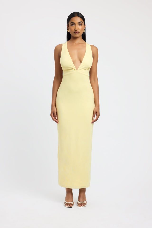product Bolt Open Back Dress Kookai Straight Maxi Fitted Highneck white womens-dresses 